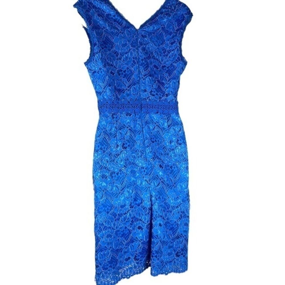 ✨ ANN TAYLOR Blue Lace Empire Waist Midi Dress 6 Tall 6T NWT 👗 - Picture 3 of 10